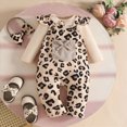 thumbnail image 6 of masbird Newborn Baby Girl Clothes, Infant Girl Outfits Long Sleeve Ruffle Romper + Floral Pants + Headband Set,Beige,9-12 M, 6 of 9