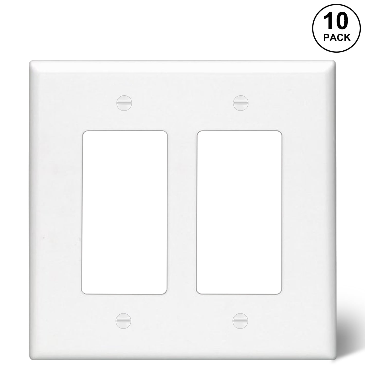 2-Gang Decorator White Light Rocker Switch GFCI Plug Wall Cover Face Plate 10 PK