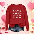 thumbnail image 1 of Mceream Chandails de la Saint-Valentin pour Femmes Mode Décontractée Imprimé Cœur Graphique Manches Longues Chemises Surdimensionnées Col Rond Chandail Hauts Grande Taille Rouge m, 1 of 5