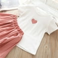 thumbnail image 5 of XBASW 1-6 Years Girls' Skirt Sets Short Sleeve Heart T-Shirt Tops + Mini Skirts Summer Clothing 2 Piece Outfits for Kids Toddler Baby, 5 of 9