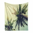 thumbnail image 1 of Palm Tree Soft Flannel Fleece Throw Blanket, Coconut Trees on Tropical Beach Caribbean Coastline Ocean Summer, Cozy Plush for Indoor and Outdoor Use, 70" x 90", Pale Yellow Green Brown, by Ambesonne, 1 of 6