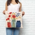 thumbnail image 3 of Throw Pillow Covers 20x20 Inch, Independence Day Decorative Pillow Cases for Couch Sofa Bed, Red Blue Patriotic Poppy Flower Daisy Cotton Linen Square Home Decor Pillowcases with Hidden Zipper, 3 of 7