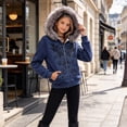thumbnail image 5 of 11-12 Years Big Girls Faux Fur Hooded Zip Up Sweatshirt Long Sleeve Graphic Pullover Outerwear with Pockets, 5 of 6