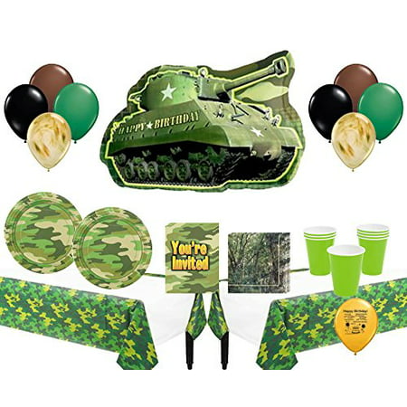 Military Army Camouflage Birthday Party Supplies and Balloons Bundle