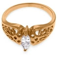 thumbnail image 4 of Galaxy Gold 14K Solid Rose Gold Filigree Ring with Natural Marquis-Shaped White Topaz, Size 6.0, 5.5-11 Sizes, November Birthstone, Symbol of Clarity, 4 of 4