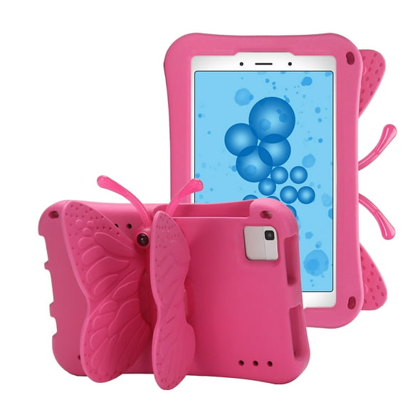 GSFY Kids Case for Galaxy Tab A9 8.7 Inch 2023, Lightweight Safe EVA 360 Degree 3D Butterfly Kickstand Shockproof Kids Friendly Case for Samsung Galaxy Tab A9 8.7" (SM-X110/X115/X117), Rose BTFLY