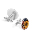 thumbnail image 3 of PhooArto Men's Classic Stainless Steel, Bees Sunflower American Flag Cufflinks Business Wedding Shirts, Silver, 3 of 7