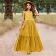 thumbnail image 3 of Aayomet Princess Dresses For Girls Princess Girls Lace Cotton Long Dresses Baby Kids Holiday Formal Flower Girl Wedding Birthday,Yellow 2-3 Years, 3 of 4