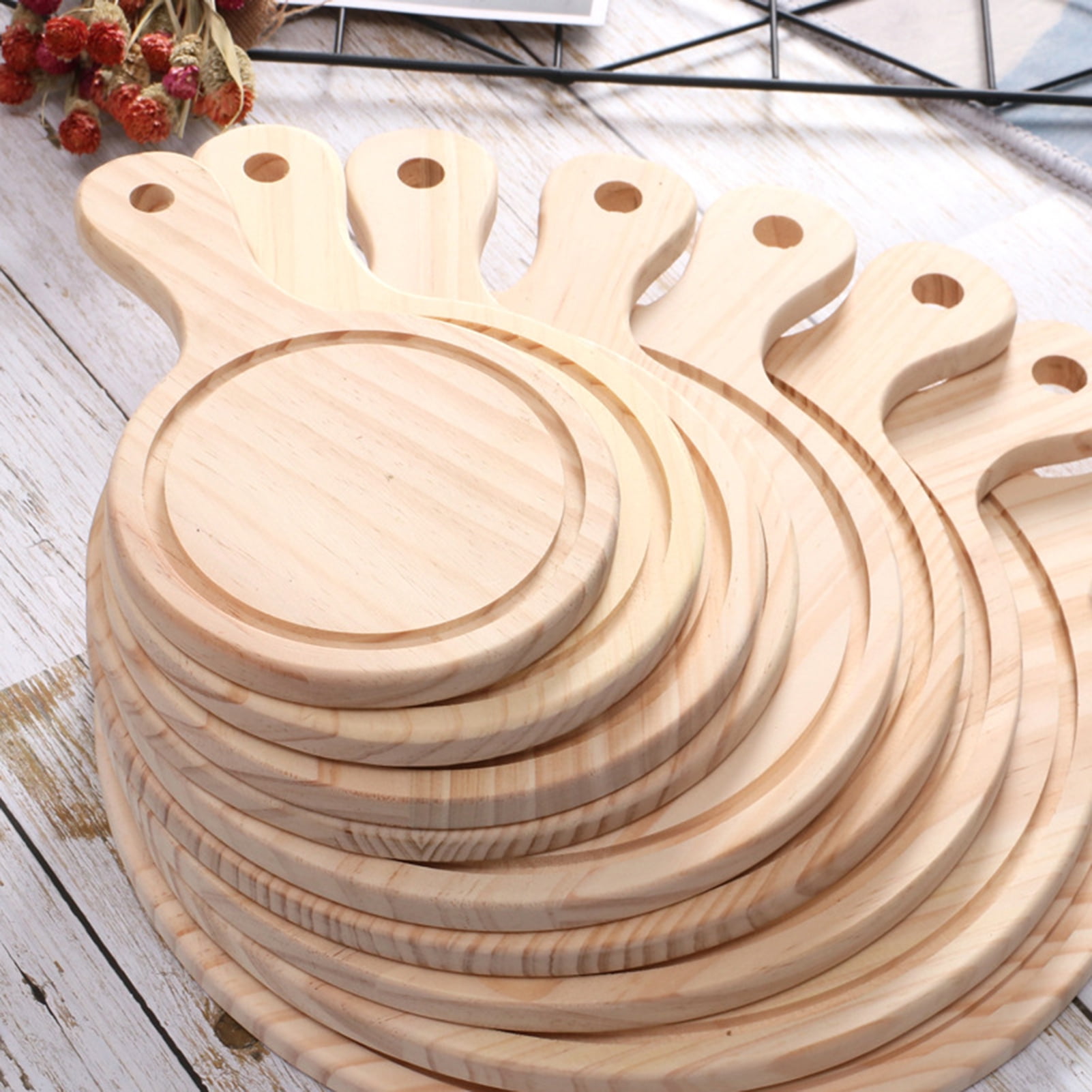 Cake Dessert Serving Plate, Wood Pizza Paddle Cutting Board Small Chopping  Board With Handle Round Cheese Paddle Board Charcuterie Serving Tray For  Meat Cheese Bread Vegetables Fruits - Temu