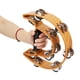thumbnail image 4 of Pandereta de mano de doble fila con cascabeles metálicos y empuñadura ergonómica. Instrumento de percusión., 4 of 11