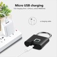 thumbnail image 1 of Cerradura con Huella Dactilar, Candado Inteligente, Candado de Puerta Impermeable, Candado Antirrobo Portátil, Carga USB Sin Llave, 1 of 5