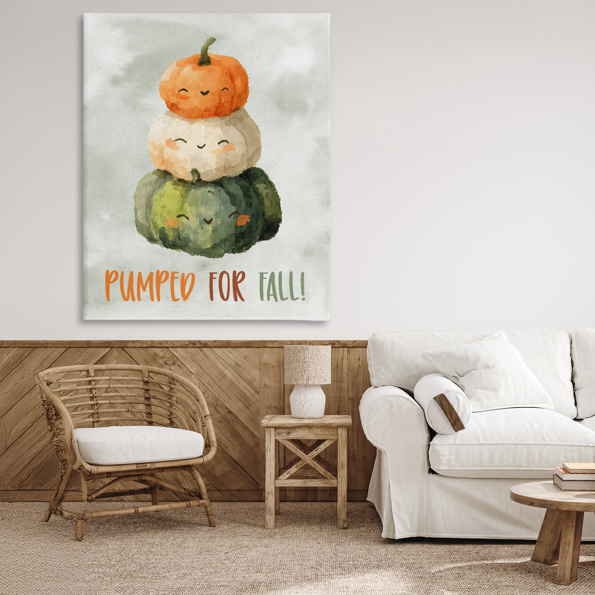Stupell Industries Smiling Pumpkins Pumped For Fall Canvas Wall Art, design by Ziwei Li