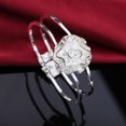 thumbnail image 1 of Venta al por mayor, brazaletes de plata de ley 925 a la moda, pulsera con coraz贸n redondo abierto para mujer, joyer铆a de moda, brazalete de ajuste para boda, 1 of 2
