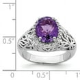 thumbnail image 2 of Sterling Silver Rhodium-plated Oval Amethyst & Diamond Ring QR3285AM, 2 of 2