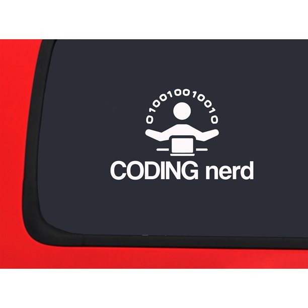 Car Sticker Coding Nerd Zeros And Ones Computers Stick Figure Car