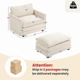 thumbnail image 2 of RIAFUN Single Armchair with Ottoman, Modern Corduroy Cloud Couch with Convertible Chaise, Oversized 56" Deep Seat Upholstered Sofa Set, Comfy Modular Small Space Furniture for Living Room, Beige, 2 of 6