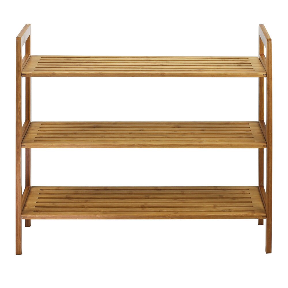 Oceanstar 3-Tier Bamboo Shoe Rack, Color: Natural, Holds 9 to 12 Pairs of Shoes, 10.7 in. L x 27 in. W x 23.5 in. H