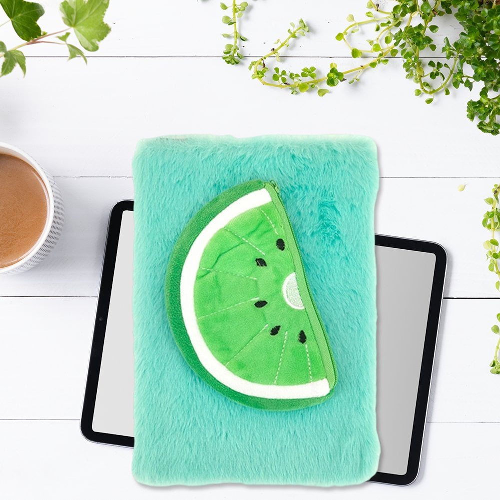 A5 Spiral Notebook Plush Fruit Notebook with Wallet, Funny Cartoon Journal, A5 Memoir Diary Notepad for Work Study Diary