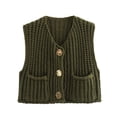 thumbnail image 3 of Oplxuo Women's Chunky Knit Cardigan Vest Chic Button Down Sleeveless Casual Cropped Sweater Tops with Pockets, 3 of 3