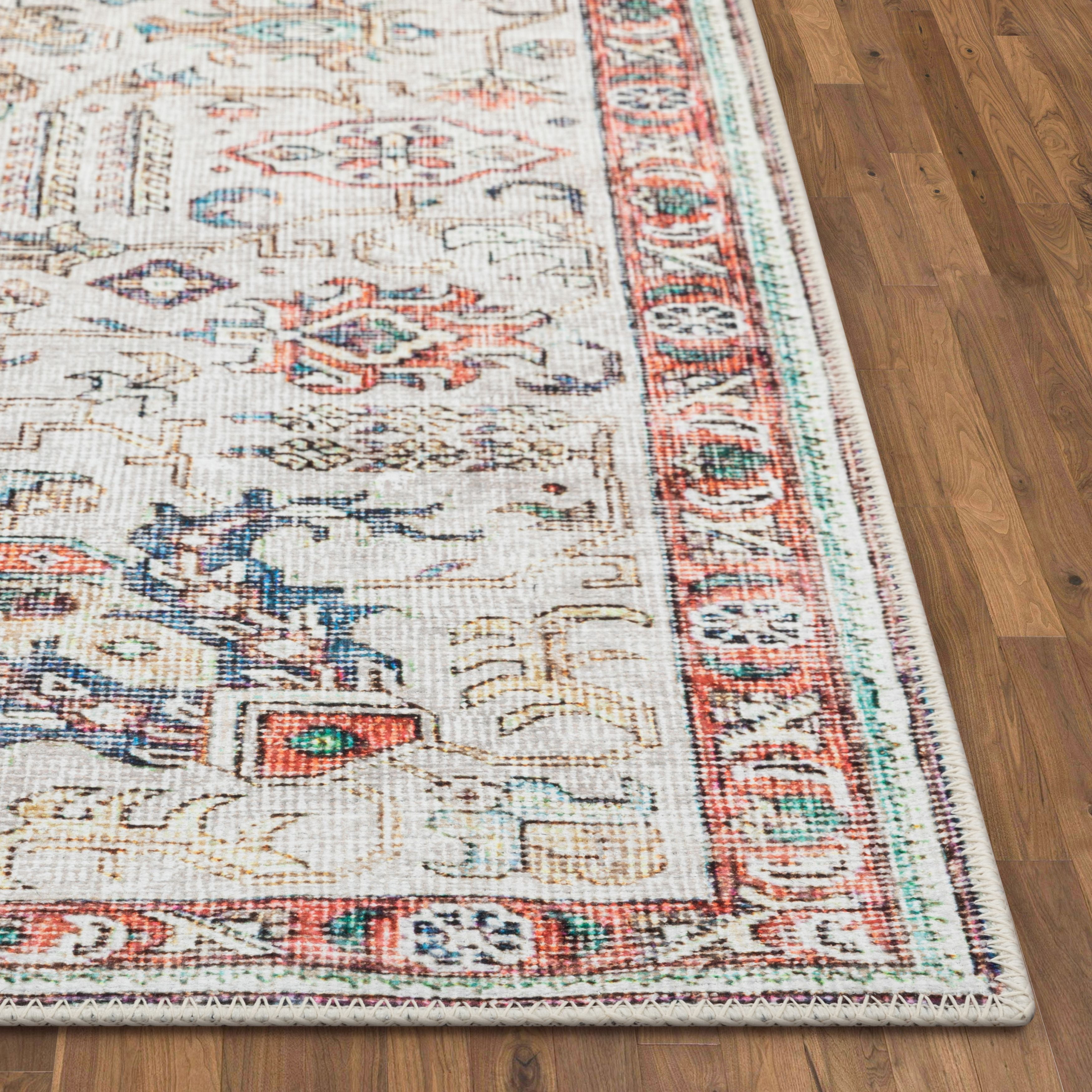 Well Woven Lotus Pomona Vintage Medallion Botanical Border Ivory 9'3" x 12'6" Area Rug