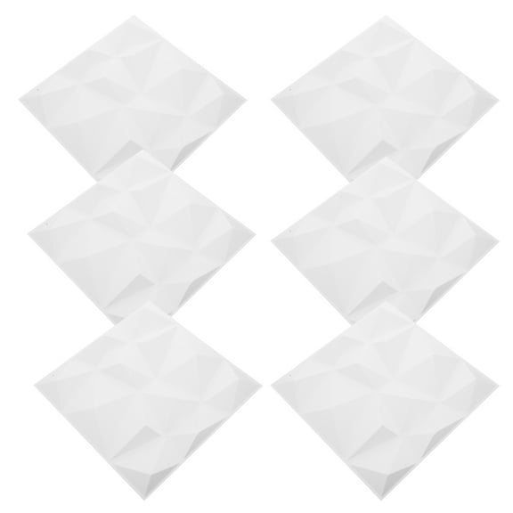 Masteelf 6pcs Modern Interior Accent Wall Panel 3D Wall Panels Geometric Textured Wall Tiles for Living Room Bedroom Hotel Office Decoration White