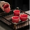 thumbnail image 4 of Boutique Rouge Glazed Ceramic Tea Cup Chinese Celebration Wedding Personal Cup Handmade Household Kung Fu Tea Set Gift Packaging, 4 of 7