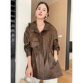 thumbnail image 2 of Gabardina de piel de oveja con capucha de longitud media para mujer 2024 Tendencia Chaqueta de cuero genuino vintage de alta gama Otoño Invierno, 2 of 5