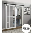 thumbnail image 3 of Sturdy Barn Door 12 lites Clear Glass | Felicia 3355 White Silk | 6.6FT Rail Hangers Heavy Hardware Set | Solid Panel Interior Doors, 3 of 6
