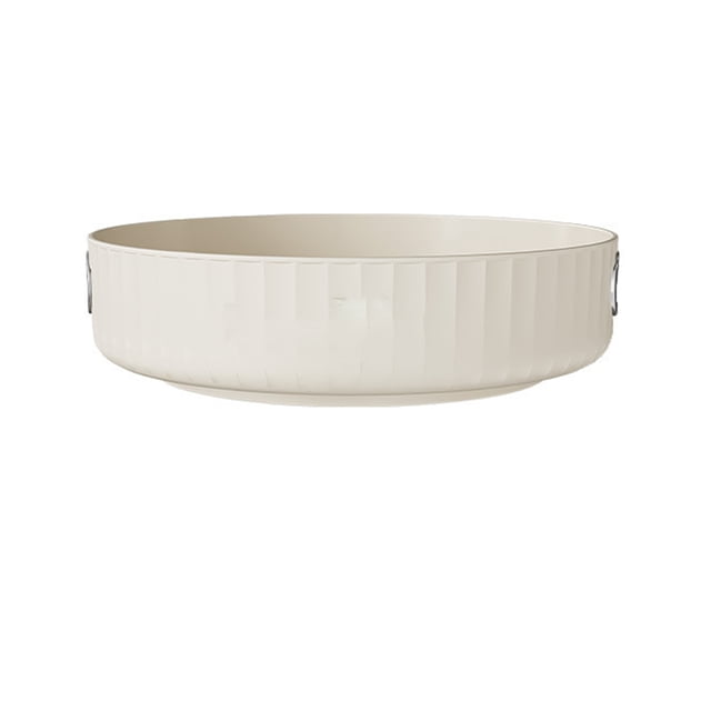 Bandeja redonda giratoria de color blanco cremoso, bandeja de almacenamiento multiusos para encimera, estante de almacenamiento giratorio