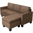 thumbnail image 3 of Vineego Linen Fabric L-shape Sofa Sectional Couch for Living Room, Brown, 3 of 7