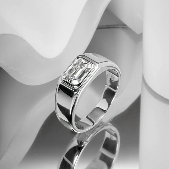 2ct D Color Emerald Cut Moissanite Engagement Ring For Men 925 Sterling Silver 18K Gold Plated Wedding Band Man Ring