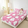 thumbnail image 4 of jejeloiu Pink Lovely Ghost Queen Sheet Sets,Halloween Skull Skeleton Flat Sheet,Pink White Queen Fitted Sheet,Lightweight Room Decorative,4 Pieces, 4 of 7