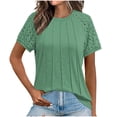 thumbnail image 1 of Pantalones Cortos para Mujeres Sexy Casual Suelto Cuello Redondo Encaje Patchwork Top, Plisado Pecho Manga Corta Blusa para el Uso Diario, Fiesta Y Fecha, 1 of 7