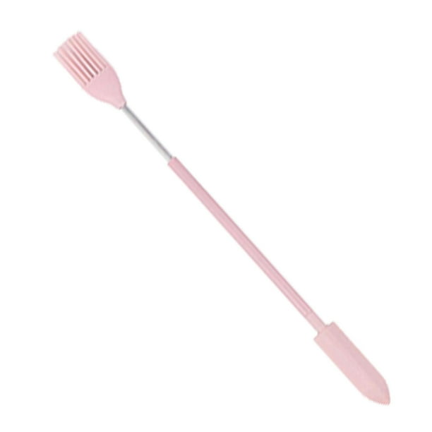 3 mini espátulas de maquillaje de doble punta portátiles para botellas de alimentos y lociones. Cepillo de espátula rosa