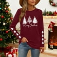 thumbnail image 4 of HOMBOM Womens Wine Shirts Long Sleeve Outfits Ugly Christmas Tree Christmas Xmas Tee Shirts for Ladies Crewneck, 4 of 9