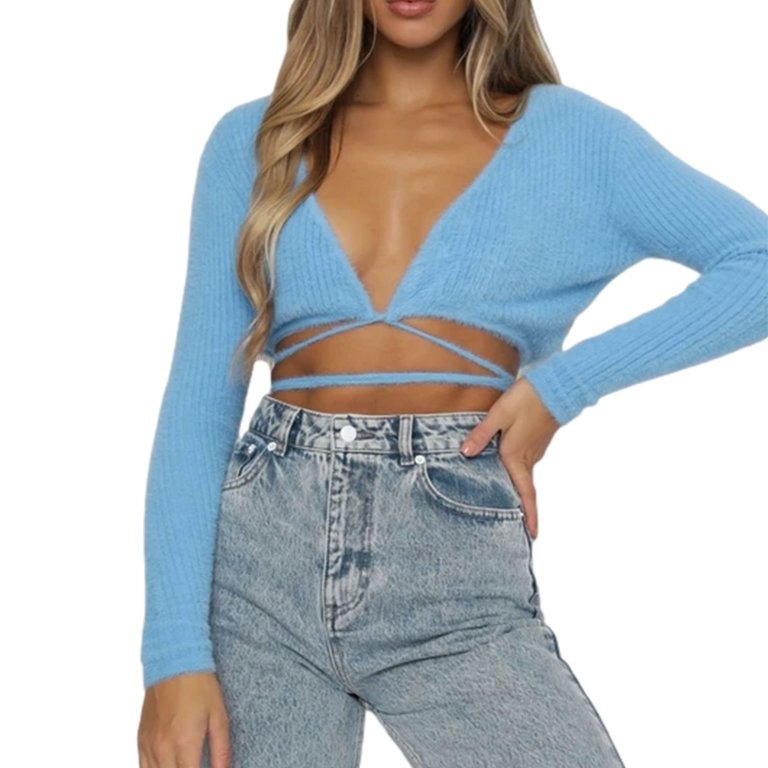 Women's Eagles Long Sleeve Loose Knit Crop