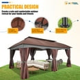 thumbnail image 5 of SANOPY 12x20ft Heavy Duty Gazebo with Metal Steel Frame Sturdy Tent with Privacy Curtain and Mosquito Netting Outdoor Gazebo for Garden, Lawn, Backyard, Garage,Brown, 5 of 12