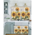 thumbnail image 2 of Sunflower Short Blackout Curtains 45 Inch Long Vintage Flower Watercolor Retro Text Texture Rod Pocket Kitchen Curtains, 2 Panels Thermal Insulated Room Darkening Drapes for Bedroom, 30"W x 45"L, 2 of 5