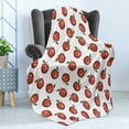 thumbnail image 4 of Fruits Soft Flannel Fleece Blanket, Hand Drawn Cartoon Apples Organic Juicy Delicious Fruit Healthy Eating, Cozy Plush for Indoor and Outdoor Use, 60" x 80", Dark Coral Green White, by Ambesonne, 4 of 5
