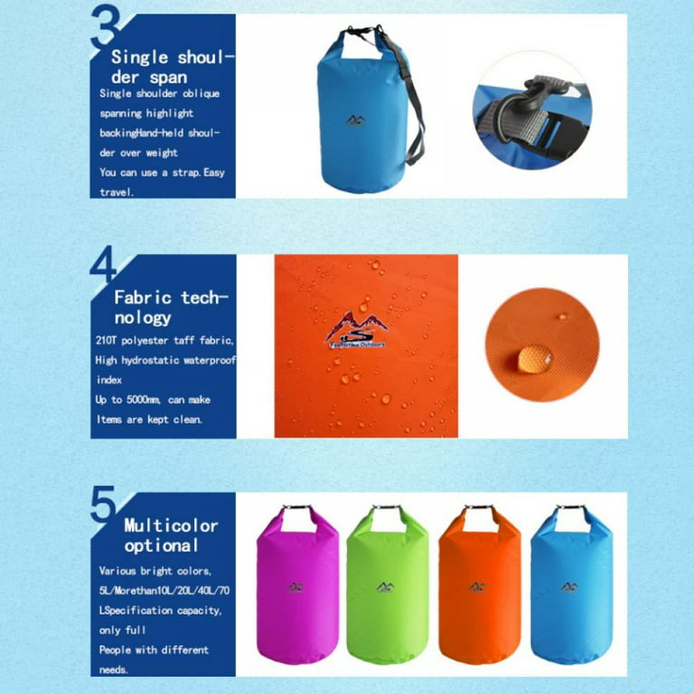 Prettyui Outdoor Lightweight Waterproof Dry Bag, West Marine Dry Bag,  5L/10L/20L/40L/10L Dry Wet Separation Bag for Kayaking, Rafting, Boating