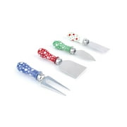 ART GLASS HANDLE: Cheese Service TOOLS Set -- Color Dots Theme