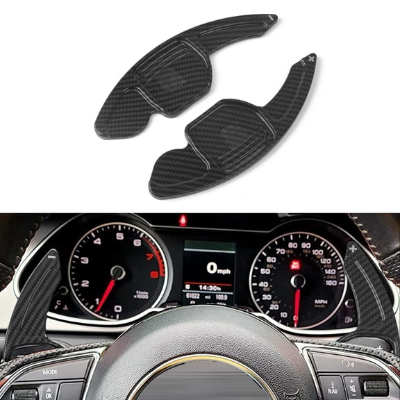 Xotic Tech Carbon Fiber Pattern Steering Paddle Shifter Extensions Cover Trim Compatible with Audi A3 A4 A5 A6 A7 A8 S5 Q3 Q5 Q7 Interior Accessories