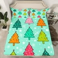 thumbnail image 2 of Feelyou Cartoon Xmas Tree Bed Sheets for Kids, Winter Stars Snowflake King Sheets, Merry Christmas Sheet Set, Microfiber Bedroom Decor, 4 Pieces, 2 of 7