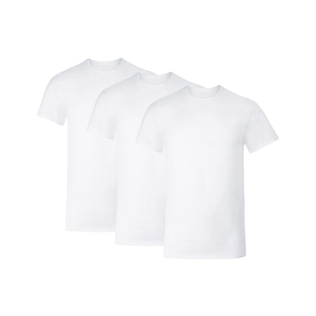 Hanes Mens Undershirt T-Shirt, 3-Pack, Cotton Stretch White T Shirts for Men, Stay-Tucked Crewneck