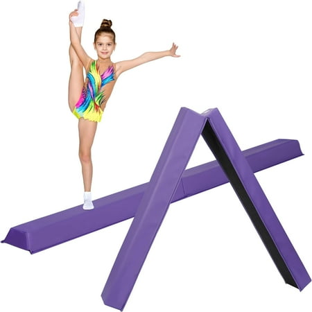 6ft Folding Gymnastics Balance Beam Foam Floor Balance Beam Bar with Anti-slip Base Walking Beams Home Gymnastics Equipment for Kids Adults