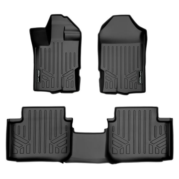 SMARTLINER 2 Rows Custom Fit Floor Liners Compatible with 2019 - 2023 Ford Ranger Super Cab (Gasoline | Vinyl)