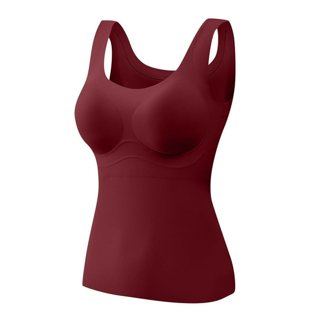 RXIRUCGD Haut Chaud Chauffant pour Femmes, Mode, Uni, à Encolure Ronde, avec Coussinet de Poitrine ( Rouge, Taille : L )