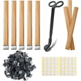 thumbnail image 1 of 40Sets Double-Layered Wooden Candle Wicks and Stands 5.1 X 0.5 Inch Natural Candle for Candles Making,Wooden Candle Wick, 1 of 8