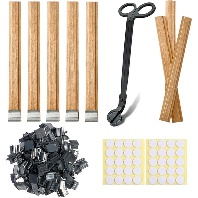 40Sets Double-Layered Wooden Candle Wicks and Stands 5.1 X 0.5 Inch Natural Candle for Candles Making,Wooden Candle Wick