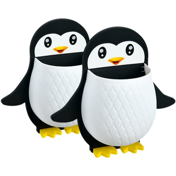 GOOHOCHY 2 soportes de pared para teléfono con forma de pingüino, organizadores remotos y cajas de almacenamiento